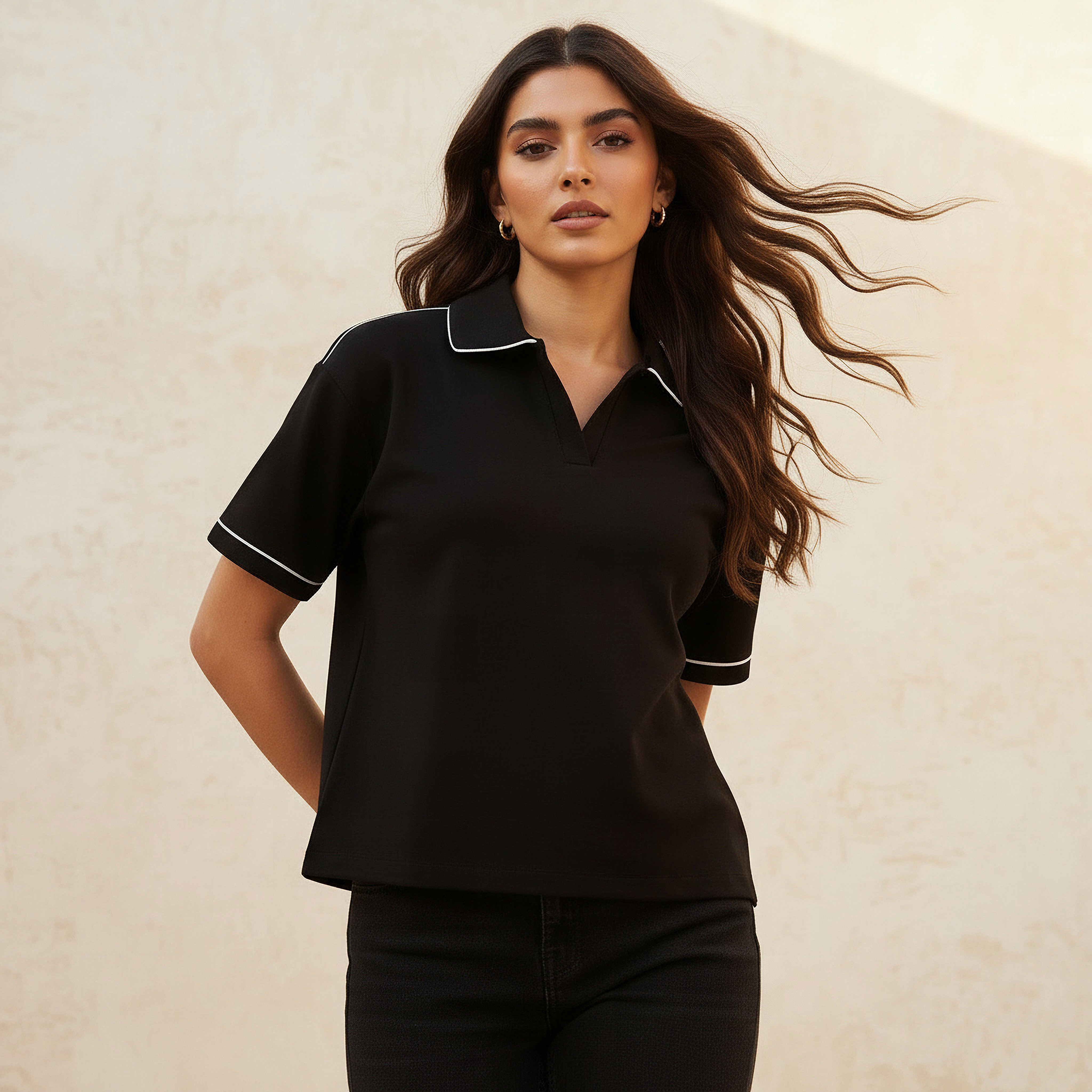 Piping Detail Polo T-shirt