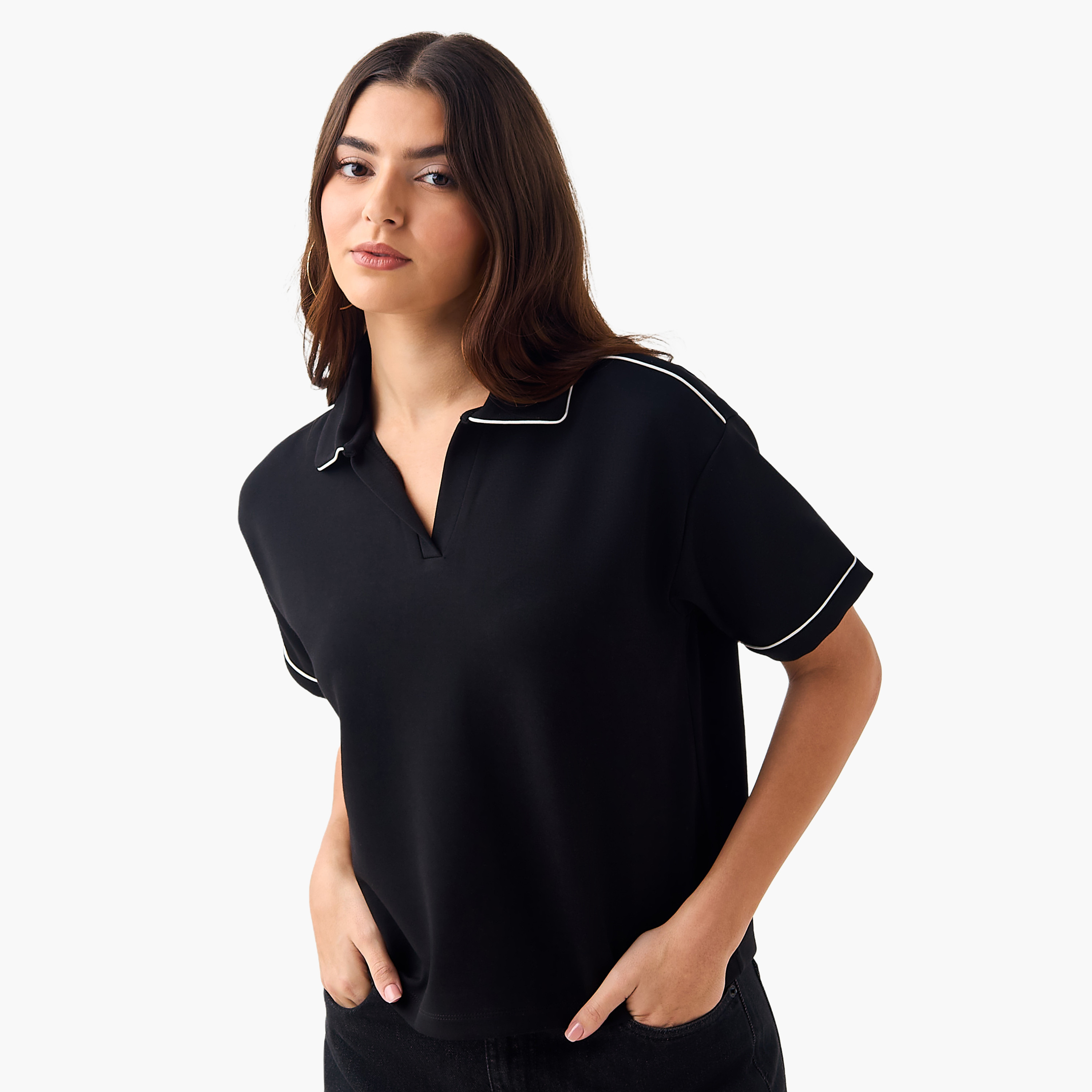 Polo T-shirt with Piping Detail