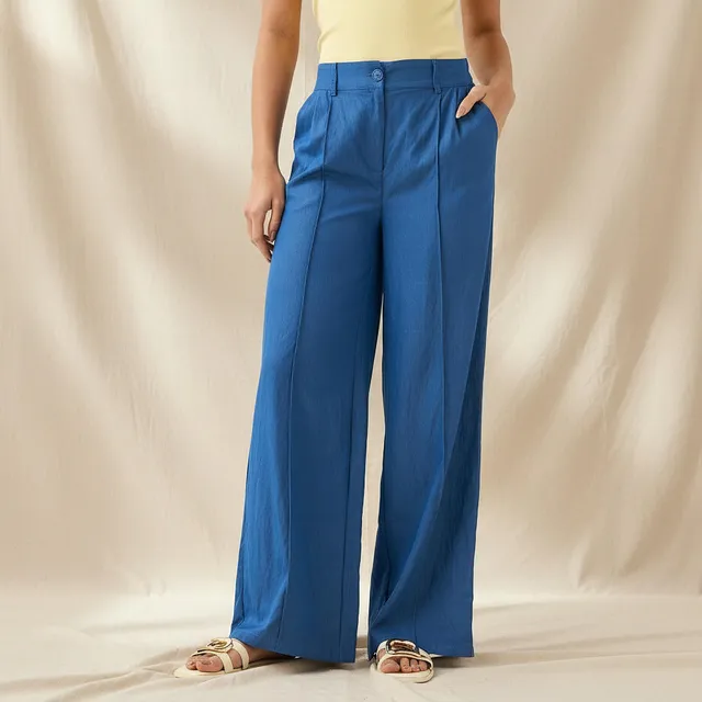 Relaxed Fit Mid-Rise Textured Trousers