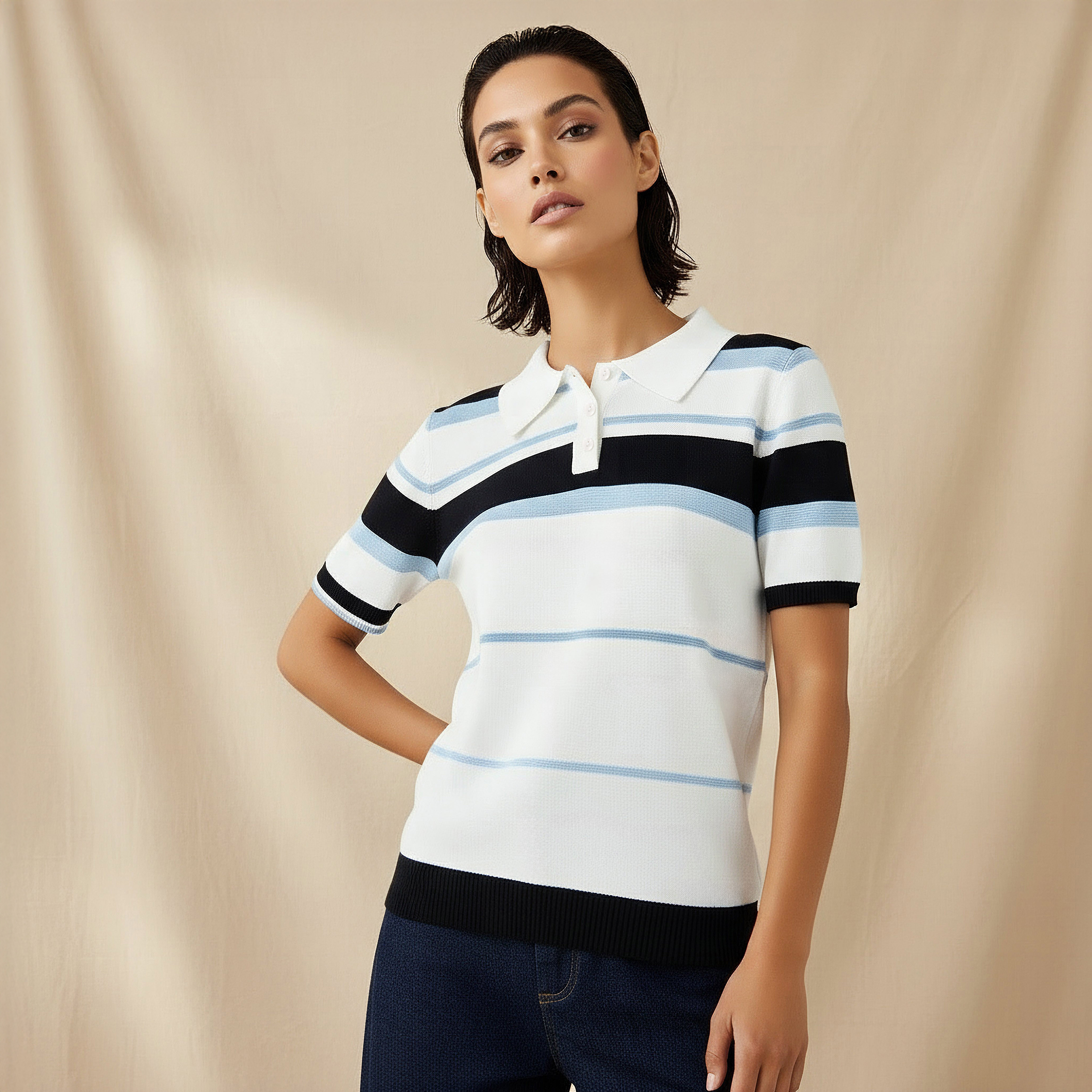 Regular Fit Striped Polo T-shirt