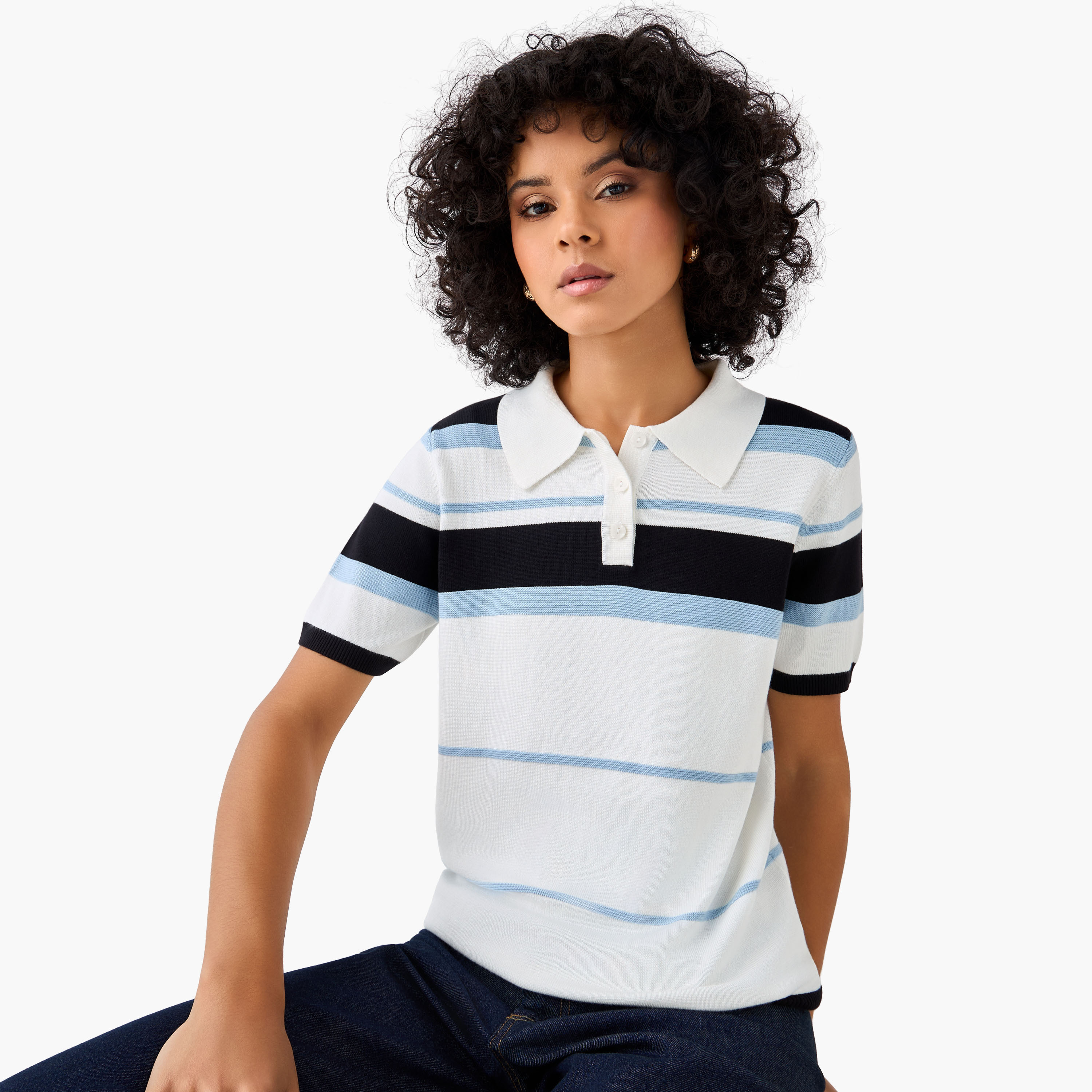 Regular Fit Polo T-shirt with Stripes