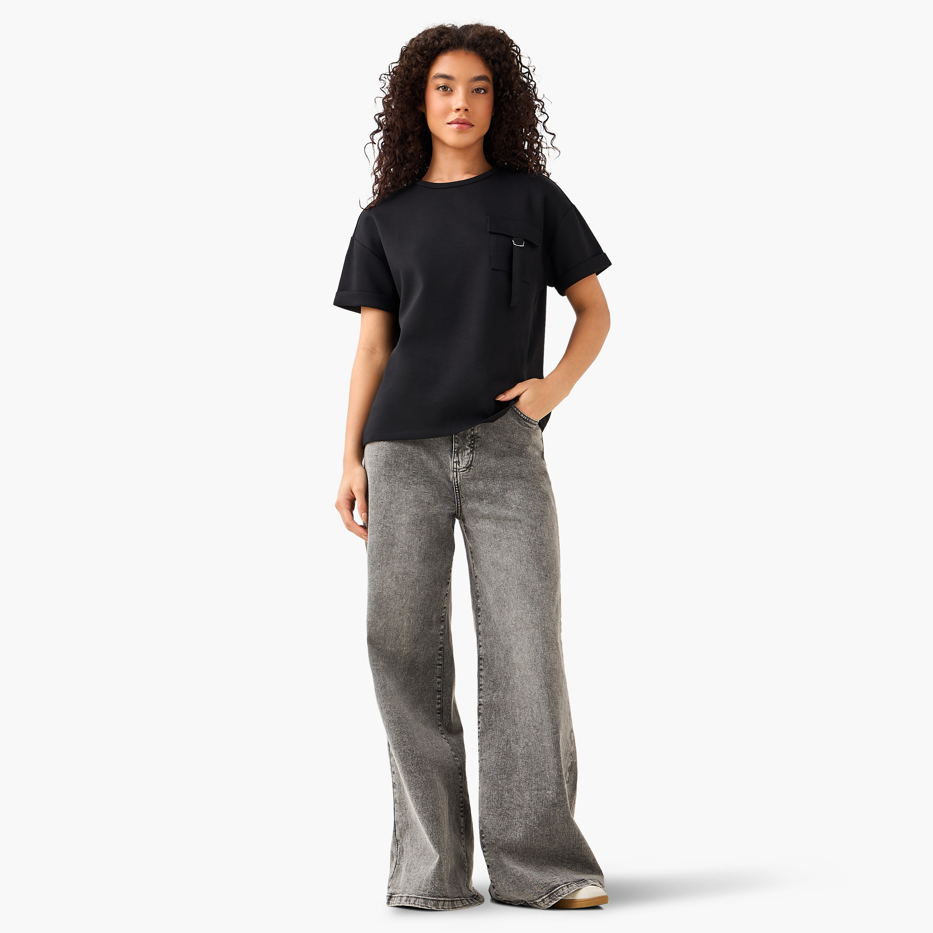 Boxy Modal Blend T-shirt with Utility Pocket