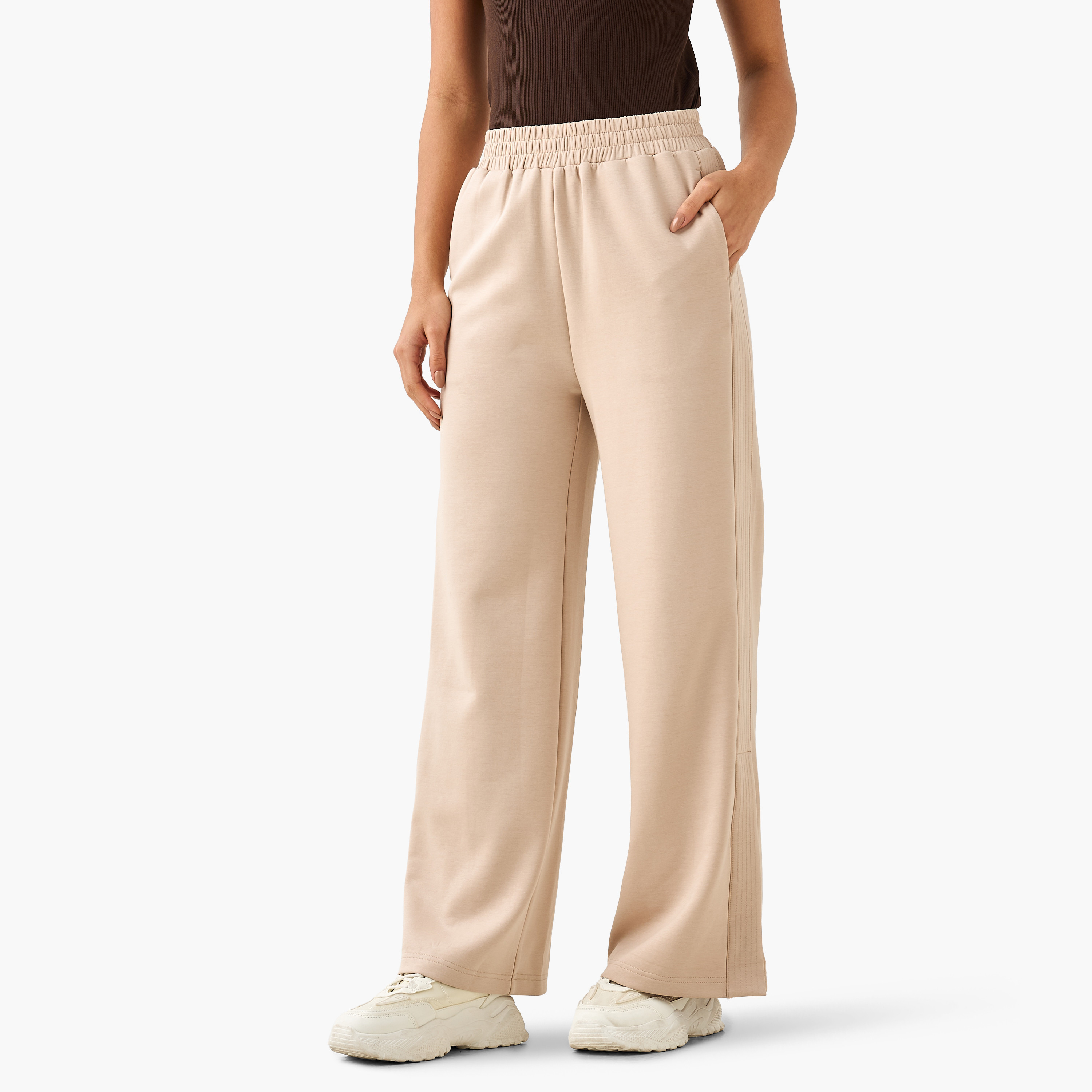Mid-Rise Wide Leg Pants with Pockets