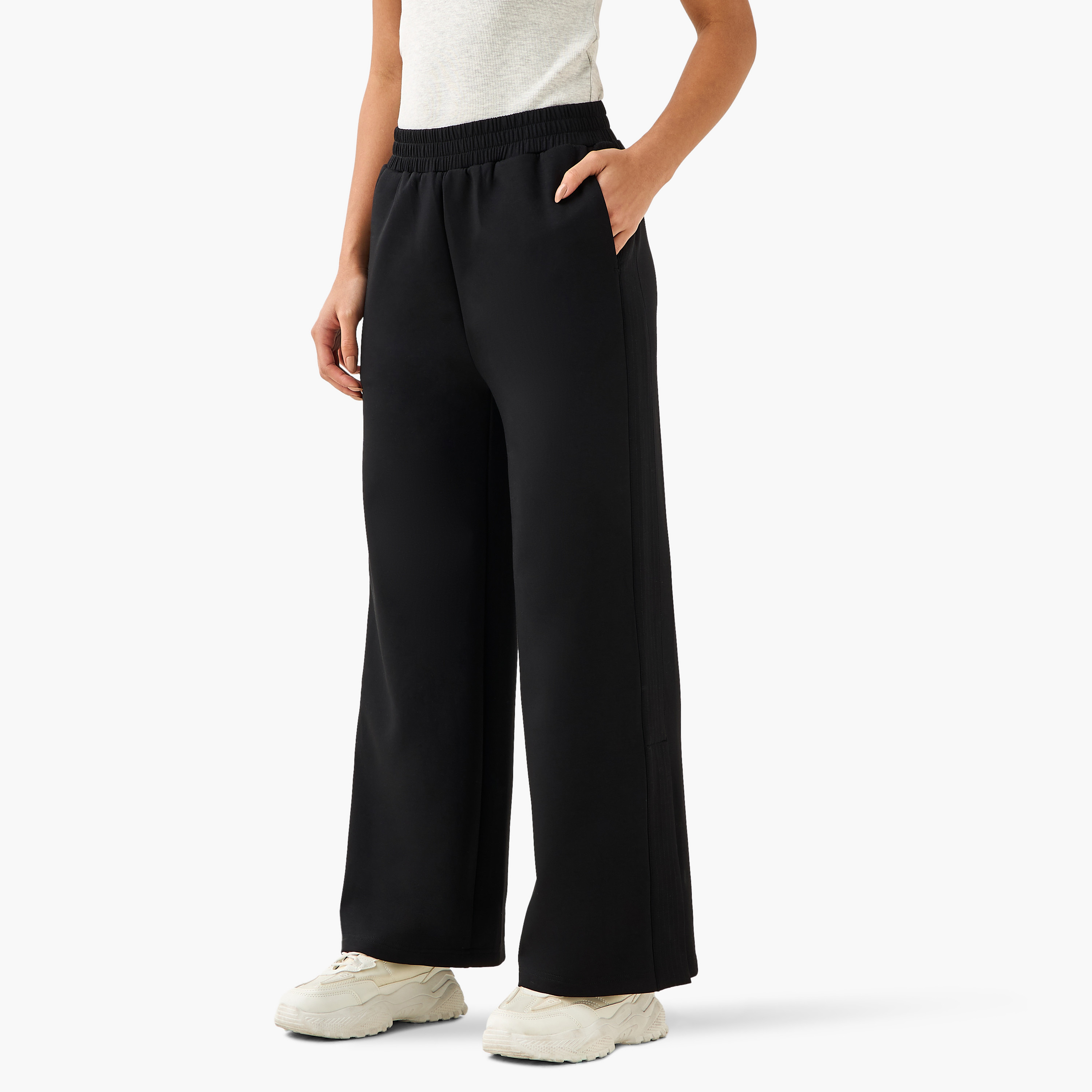 Mid-Rise Wide Leg Pants with Pockets