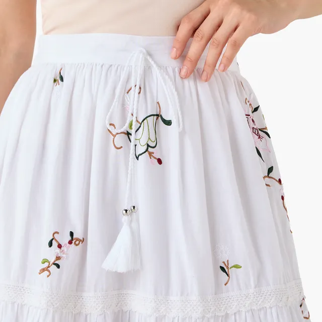 Midi Cotton A-line Skirt with Semi-Elastic Waist – image 2