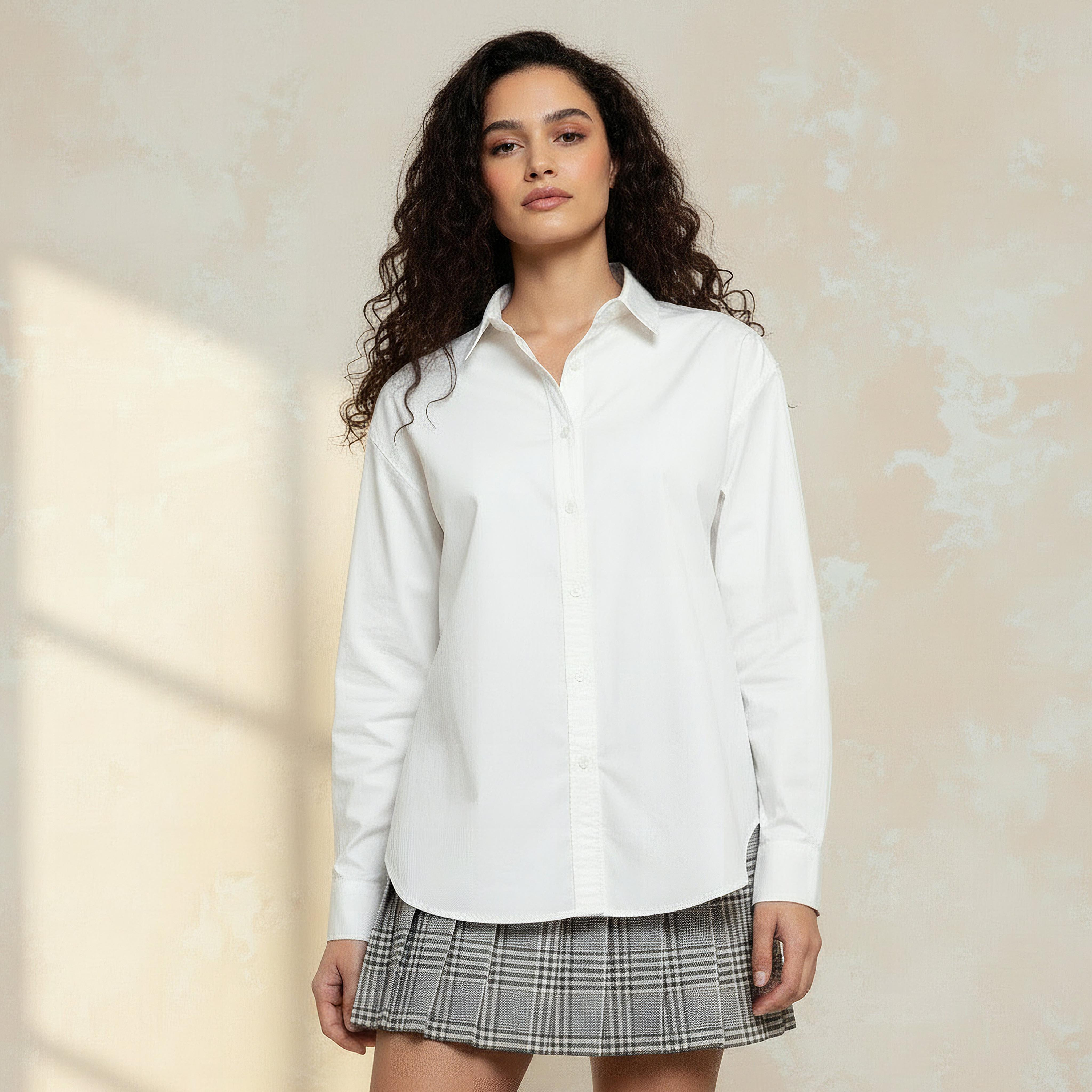Oversized Cotton High-Low Hem Shirt