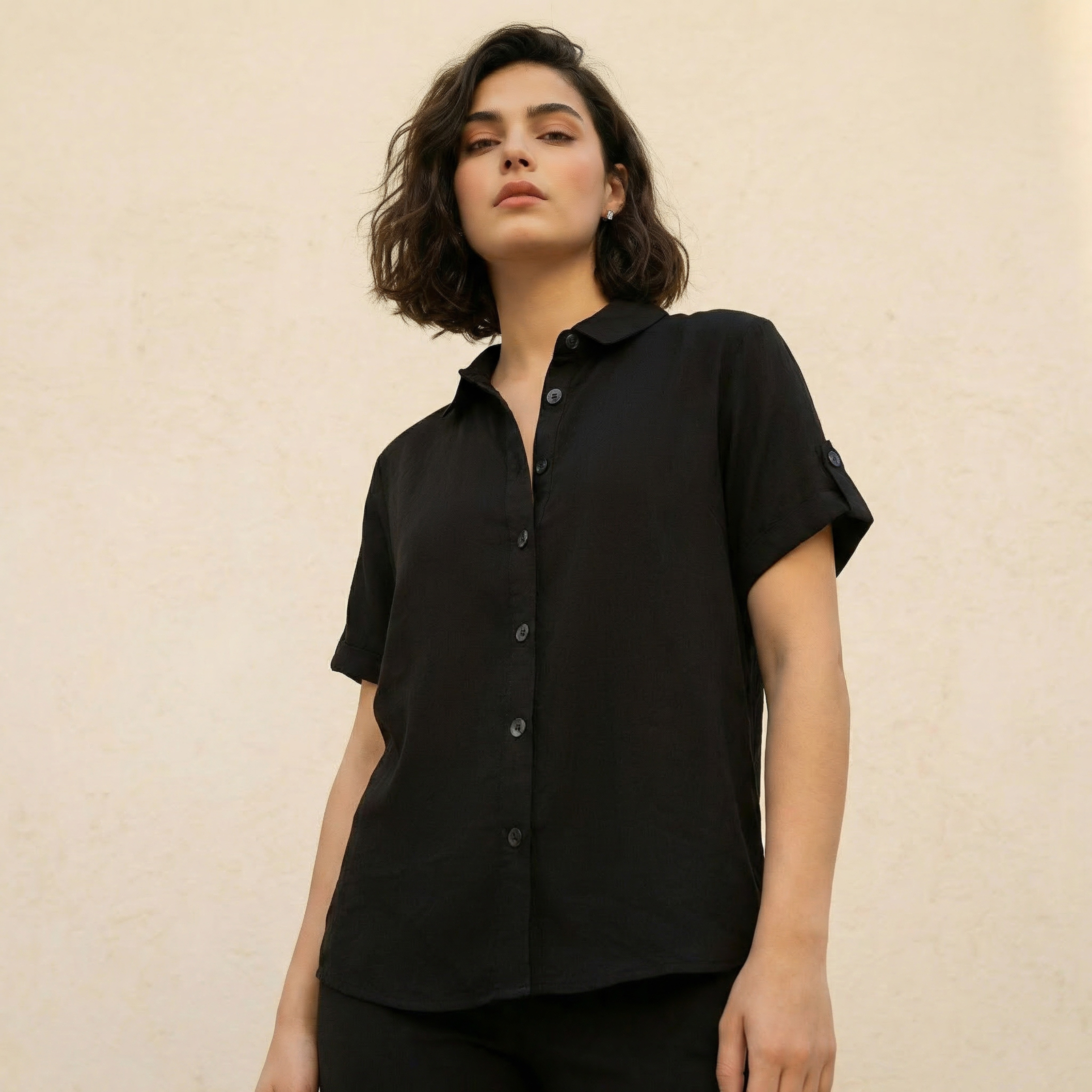 Lyocell Roll-Up Sleeve Shirt