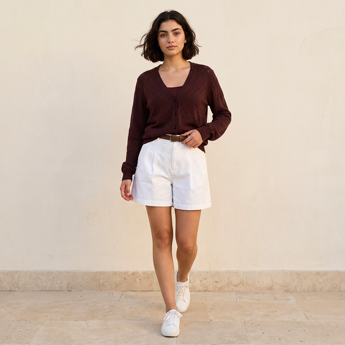 Splash Youth Textured V-neck Cardigan