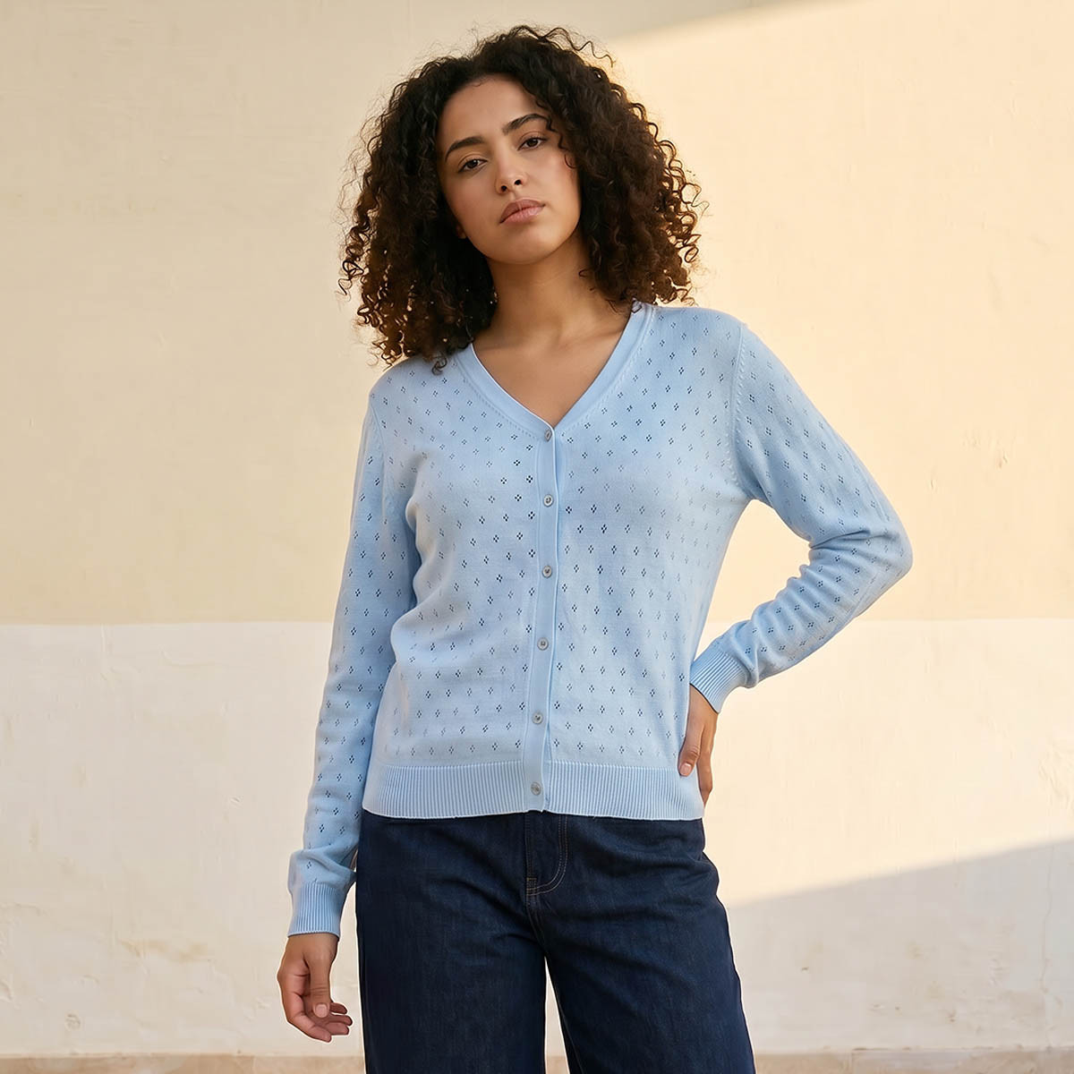 Splash Youth Textured V-neck Cardigan