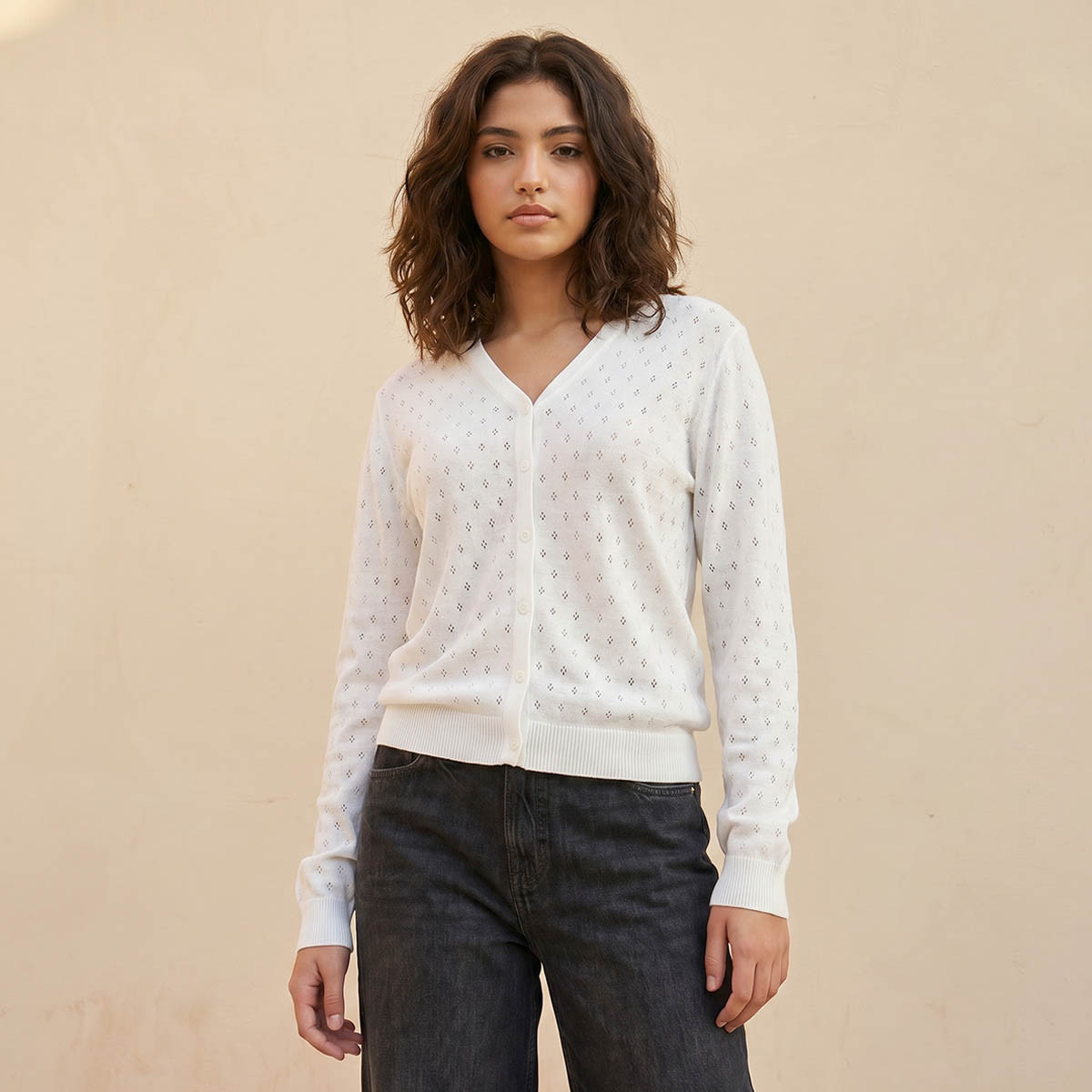 Splash Youth Textured V-neck Cardigan