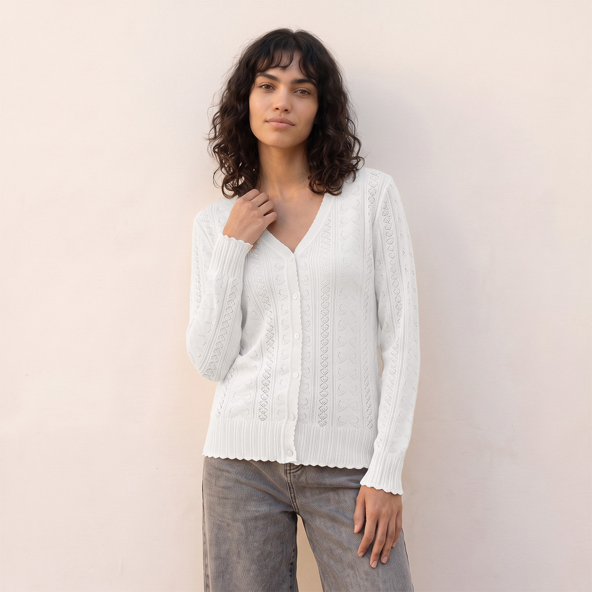 Splash Youth Textured V-neck Cardigan