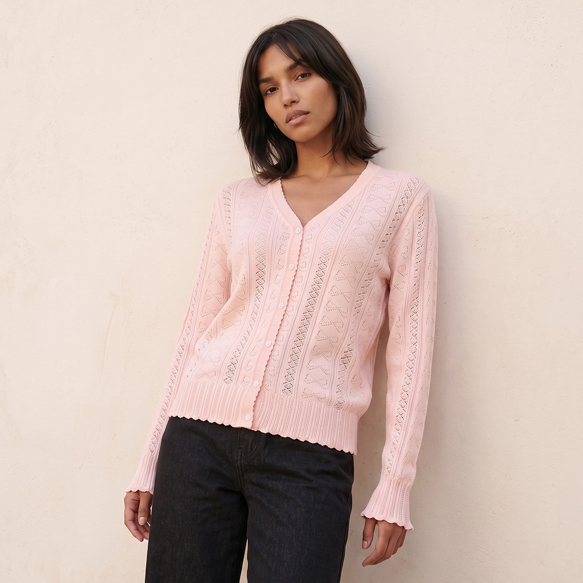 Splash Youth Textured V-neck Cardigan