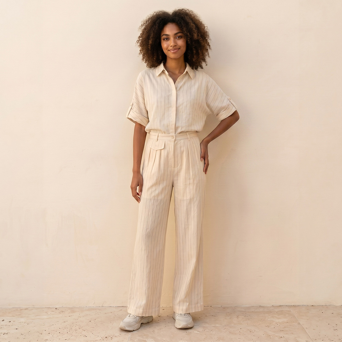 Splash Youth Relaxed Fit Button Closure Striped Trousers