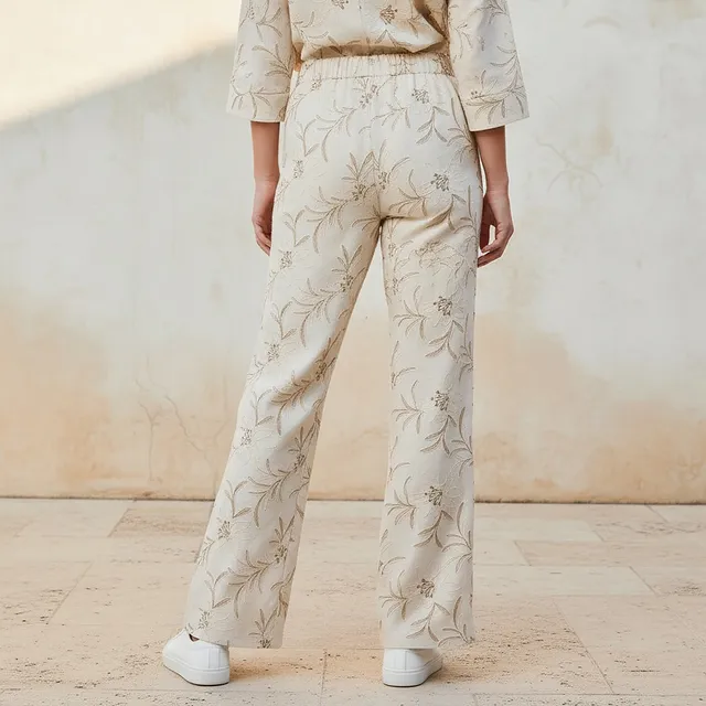 Mid-Rise Embroidered Jacquard Trousers – image 4