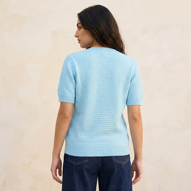 Splash Youth Textured Crew Neck Cardigan – image 5
