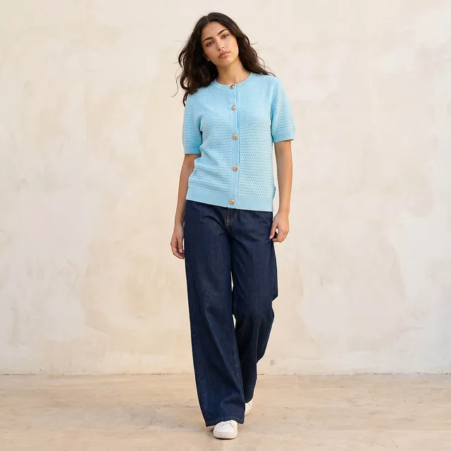Splash Youth Textured Crew Neck Cardigan – image 4