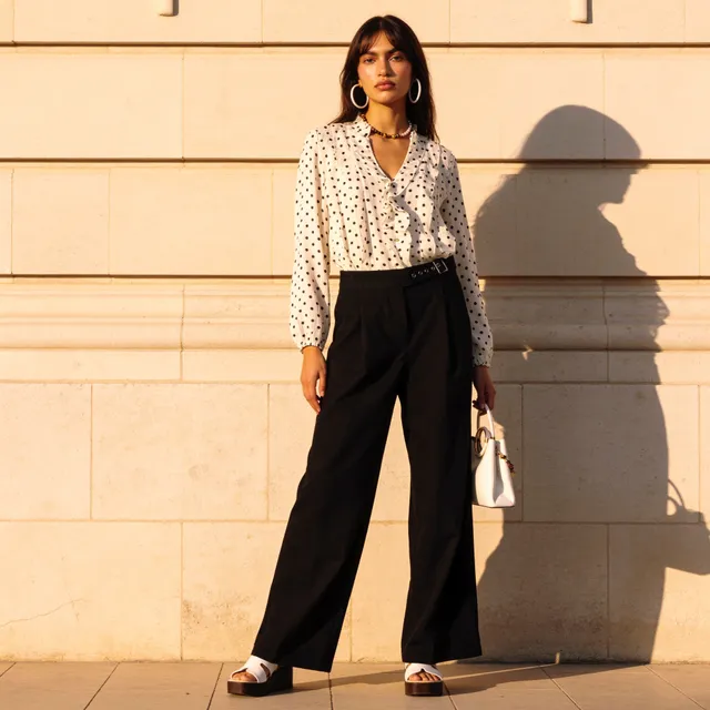 Splash Youth Wide Leg Elasticated Waist Pleated Trousers