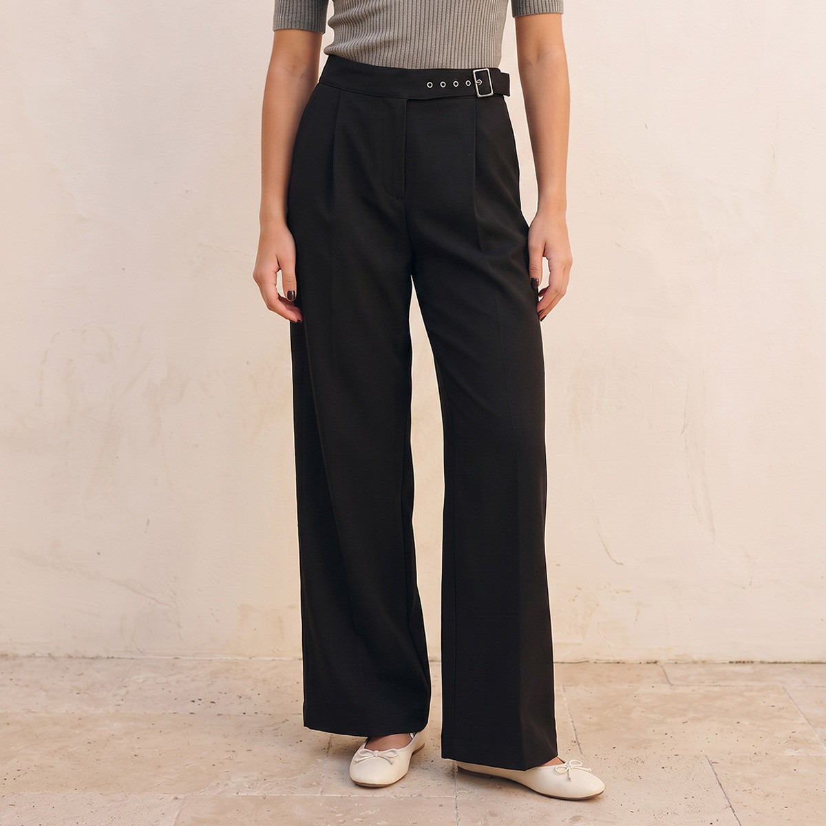 Splash Youth Wide Leg Elasticated Waist Pleated Trousers