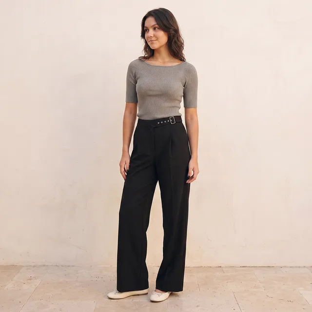 Splash Youth Wide Leg Elasticated Waist Pleated Trousers – image 5