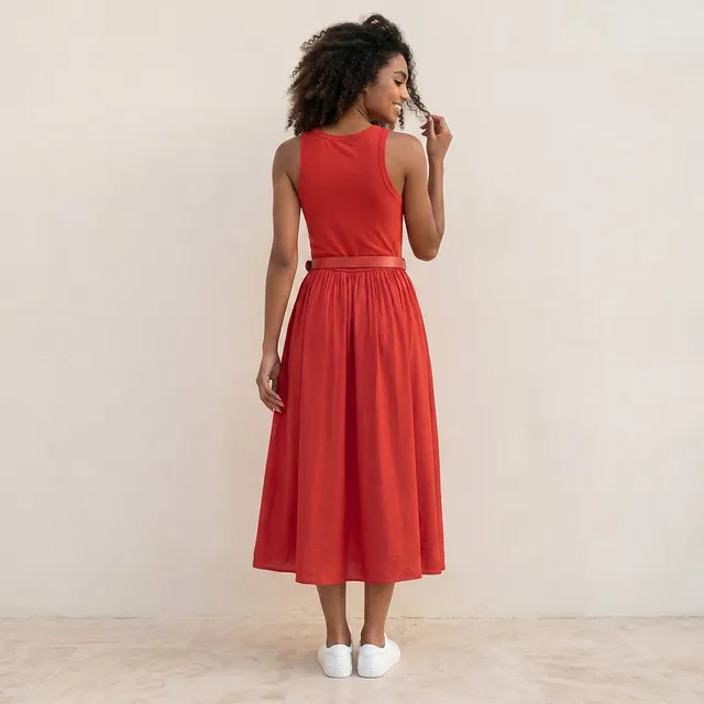 Splash Youth A-line Midi Dress Pin Buckle Belt – image 3