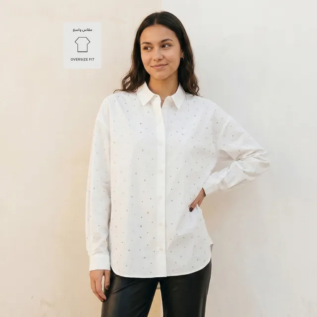 Splash Youth Oversized Cotton Shirt with Embellished Design – image 3