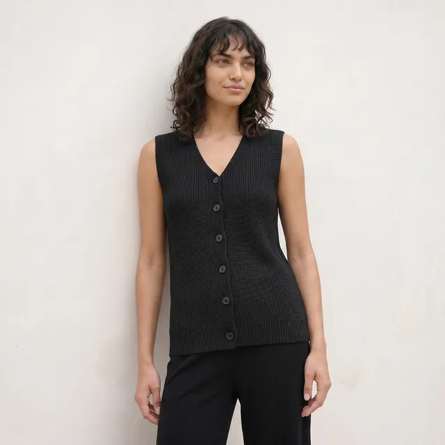 Splash Youth Ribbed V-neck Sleeveless Cardigan
