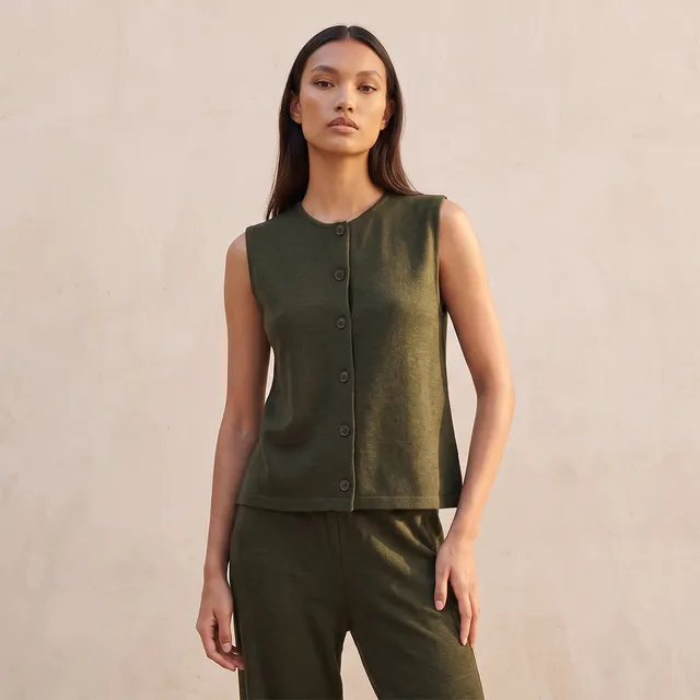 Splash Youth Textured Sleeveless Top with Buttons
