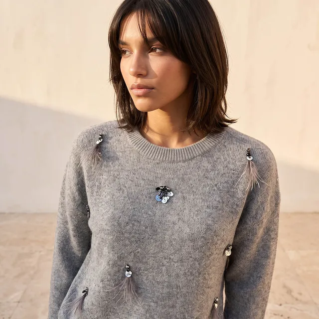 Splash Youth Embellished Crew Neck Sweater – image 3