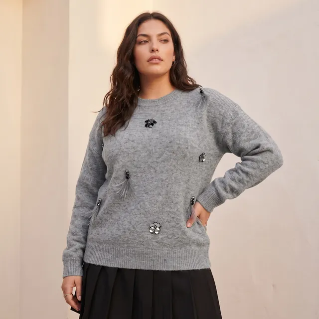 Splash Youth Embellished Crew Neck Sweater – image 2