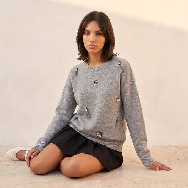 Splash Youth Embellished Crew Neck Sweater – image 6