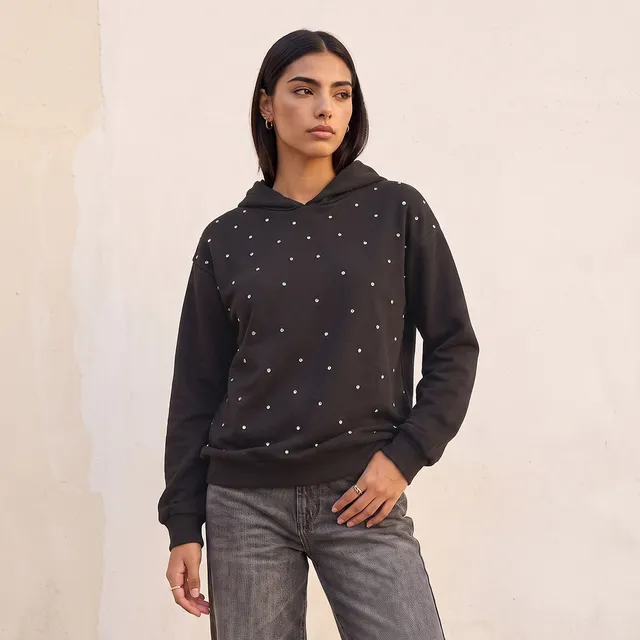 Splash Youth Stone Embellished Hooded Sweatshirt – image 2