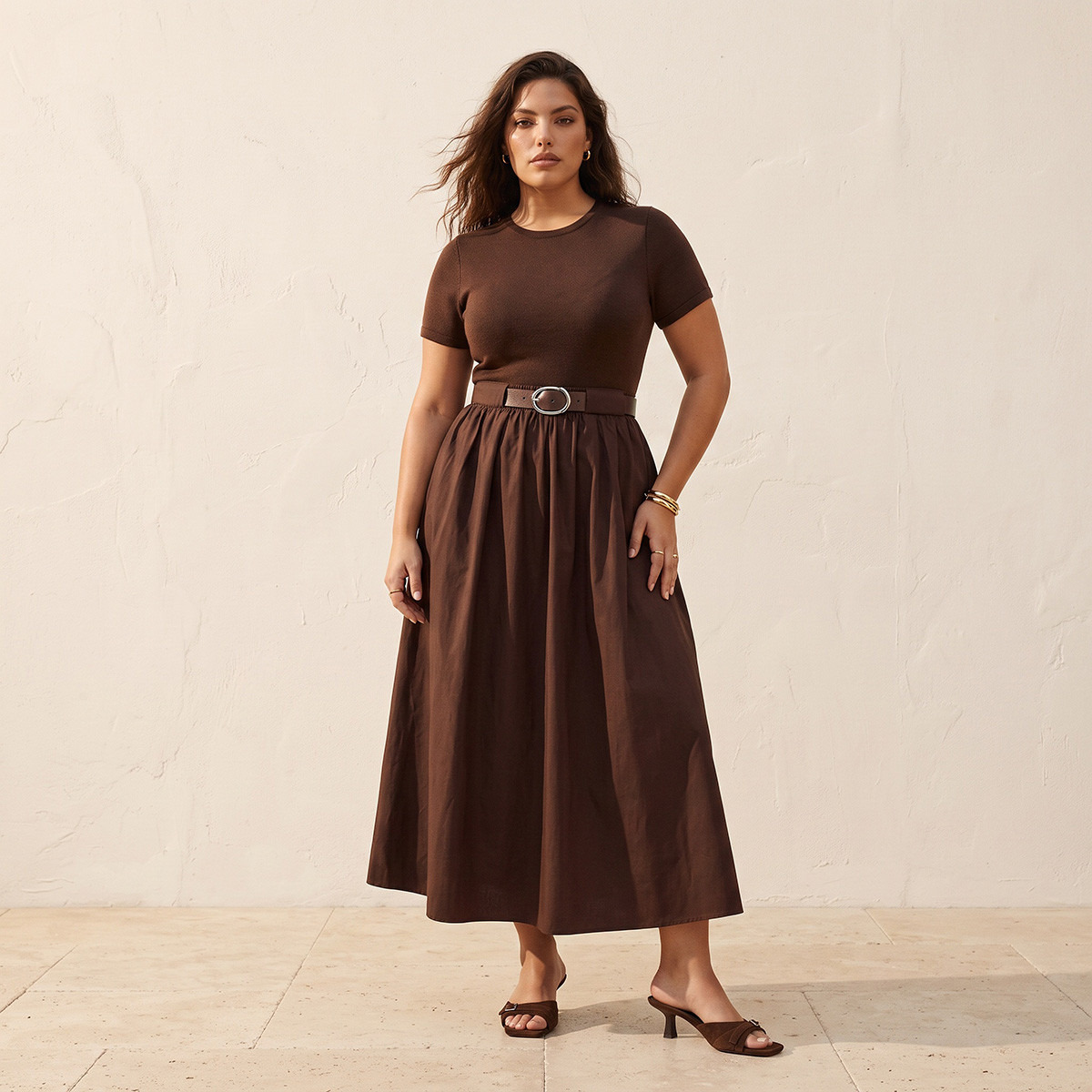 Splash Youth Maxi A-line Cotton Dress with Belt