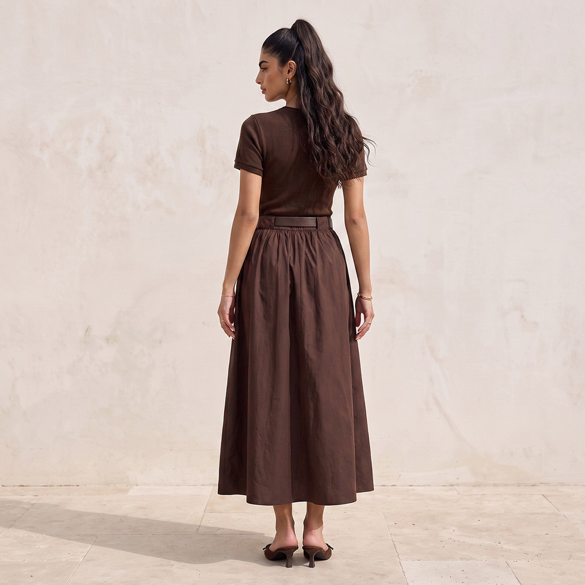 Splash Youth Maxi A-line Cotton Dress with Belt
