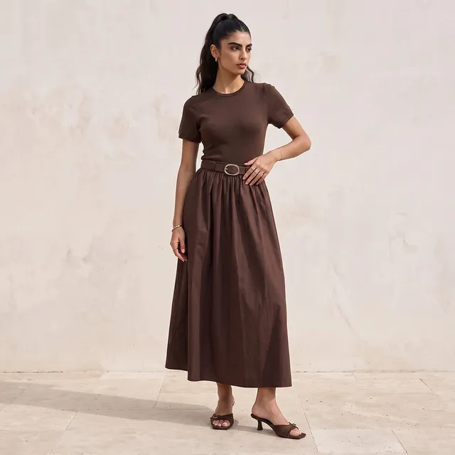 Splash Youth Maxi A-line Cotton Dress with Belt – image 4