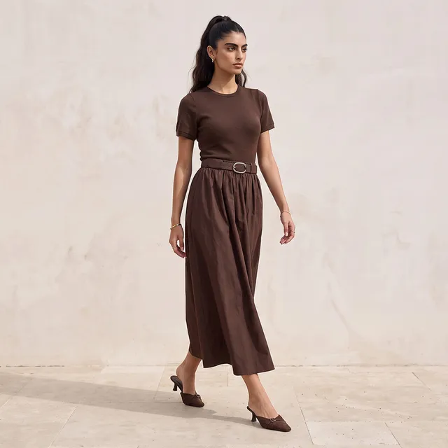 Splash Youth Maxi A-line Cotton Dress with Belt – image 5
