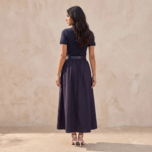 Splash Youth Maxi A-line Cotton Dress with Belt – image 4