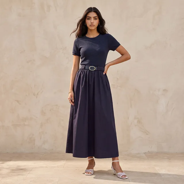 Splash Youth Maxi A-line Cotton Dress with Belt – image 5