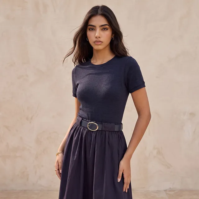 Splash Youth Maxi A-line Cotton Dress with Belt – image 6