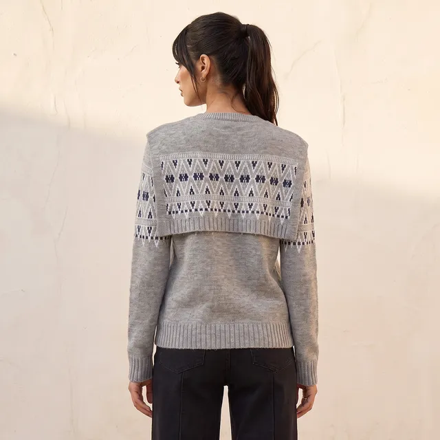 Splash Youth Textured Cardigan with Tie-Up Scarf – image 3