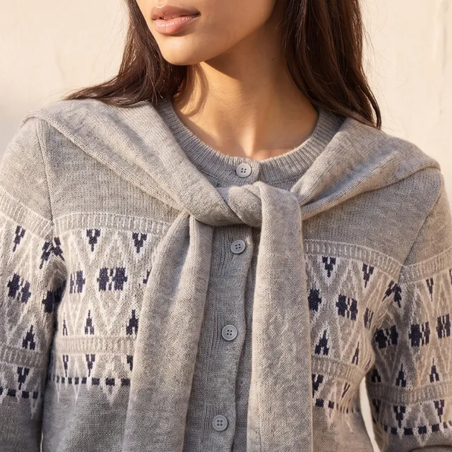 Splash Youth Textured Cardigan with Tie-Up Scarf – image 4
