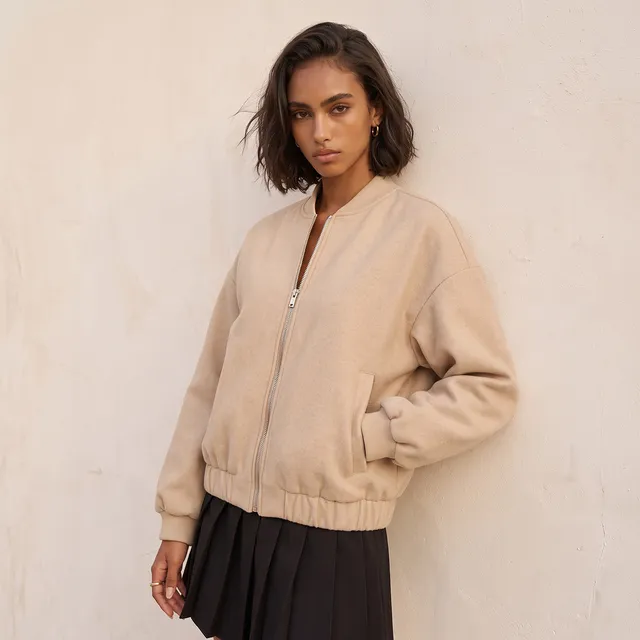 Splash Youth Melton Felt Regular Bomber Jacket with Zip Closure – image 2