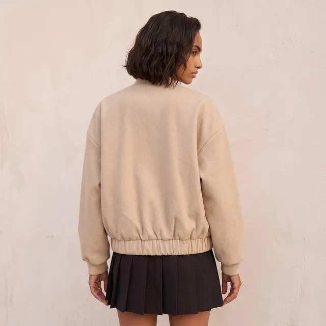 Splash Youth Melton Felt Regular Bomber Jacket with Zip Closure – image 3