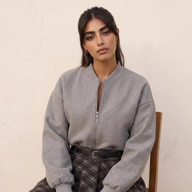 Splash Youth Melton Felt Regular Bomber Jacket with Zip Closure – image 6