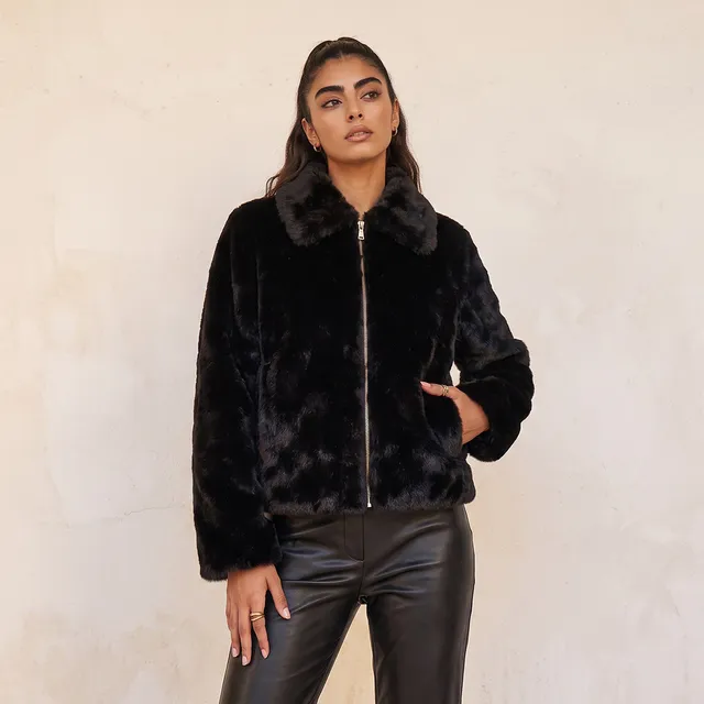 Splash Youth Faux Fur Jacket with Zip Closure – image 2
