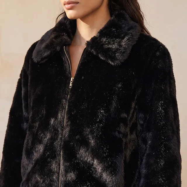 Splash Youth Faux Fur Jacket with Zip Closure – image 7