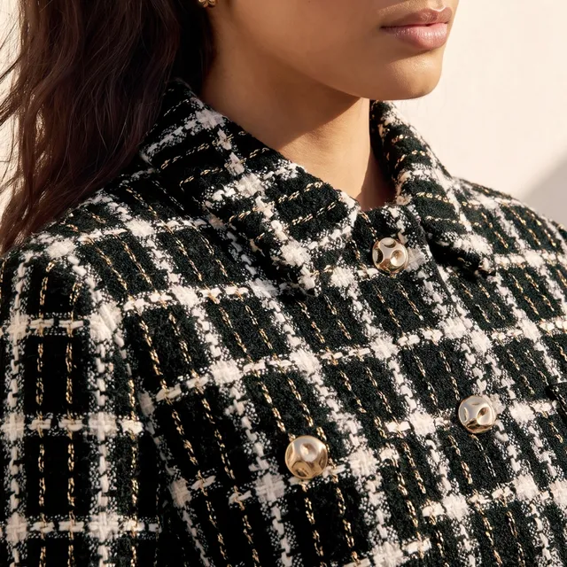 Splash Youth Tweed Crop Jacket with Checked Design – image 5
