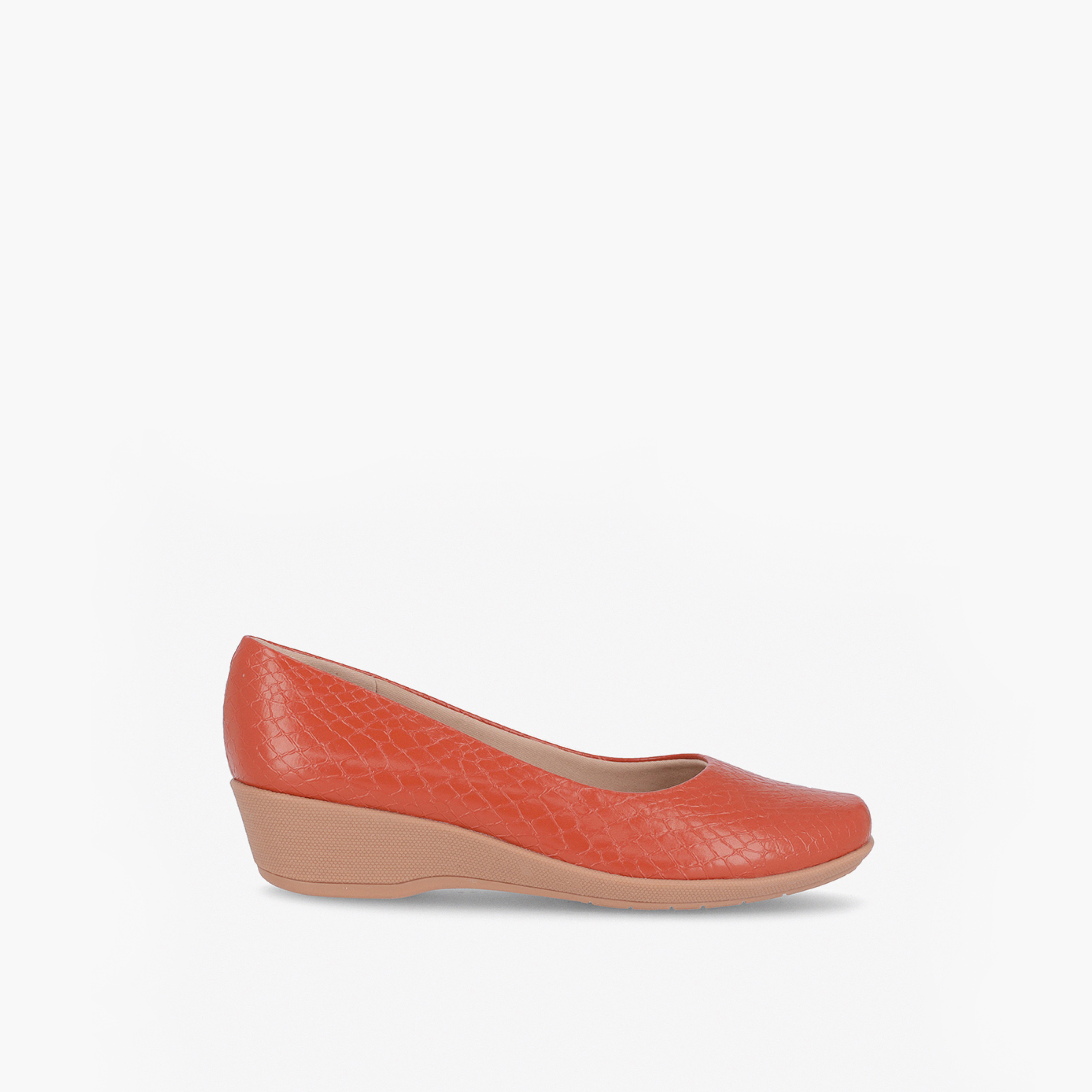 Piccadilly Round Toe Slip-On Shoes with Wedge Heels