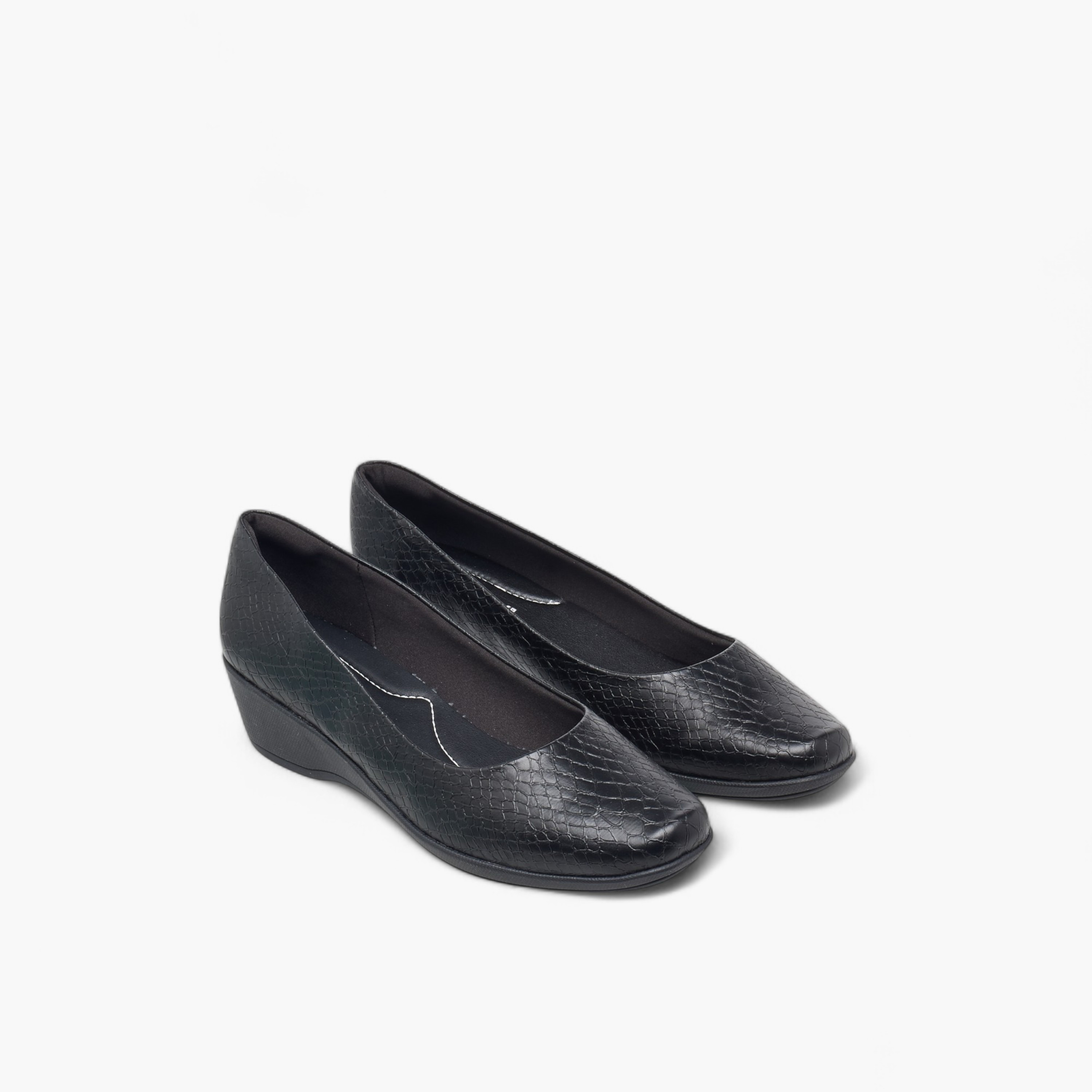 Piccadilly Textured Slip-On Wedge Ballerina Shoes