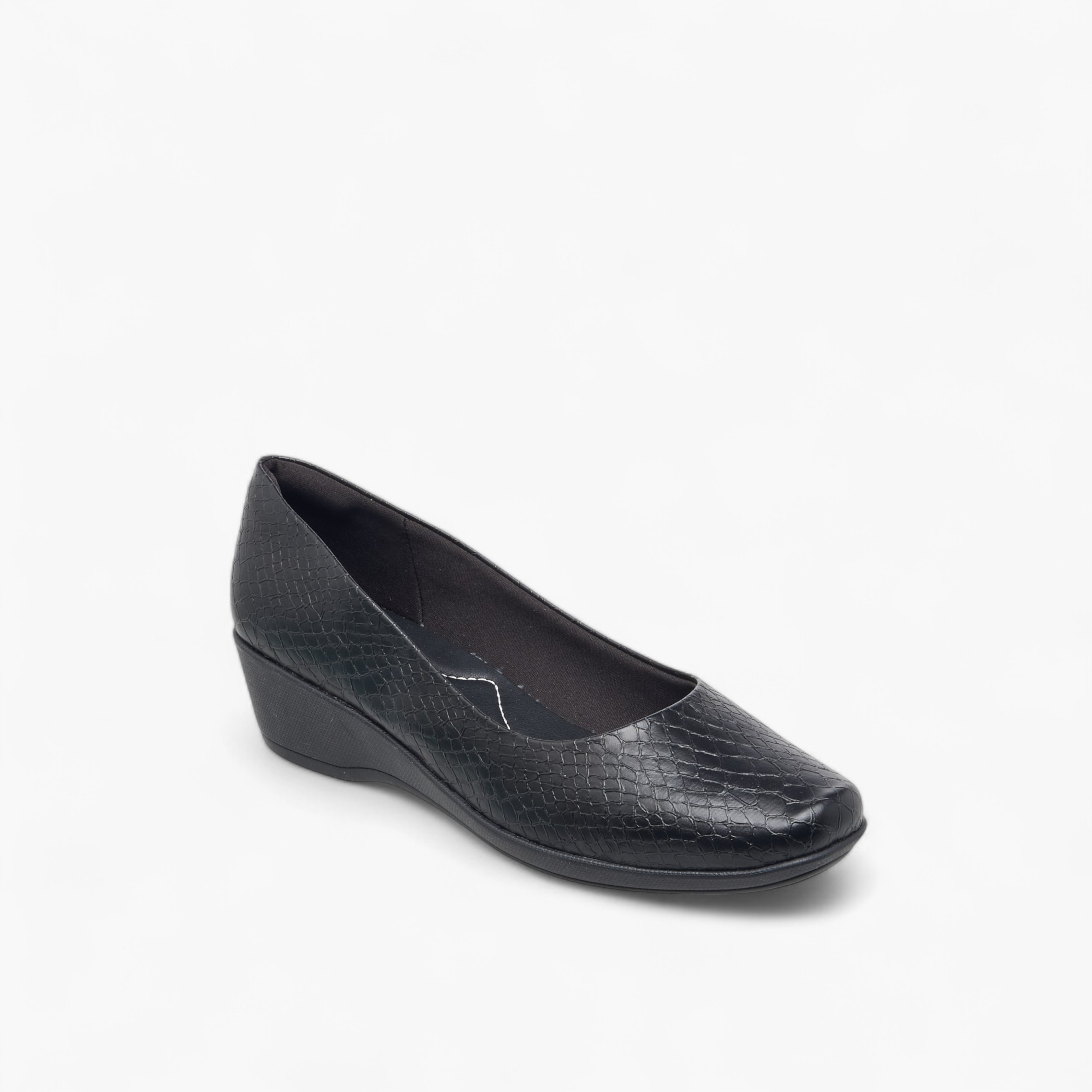 Piccadilly Textured Slip-On Ballerina Shoes with Wedge Heels