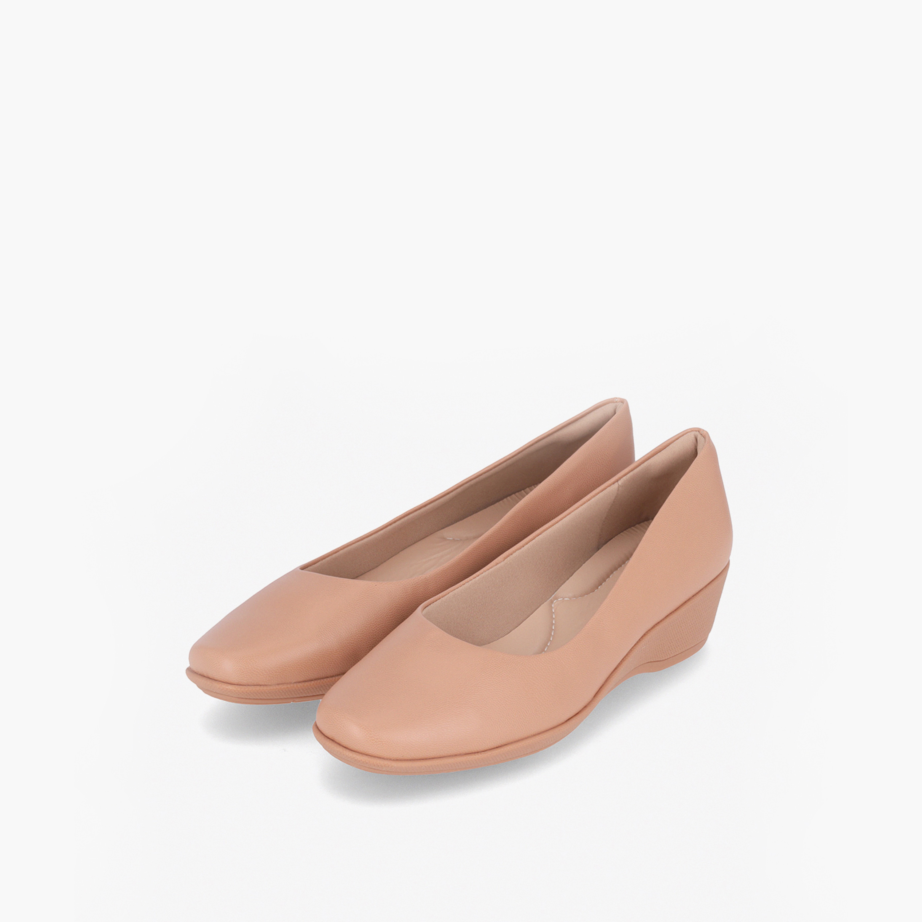 Round Toe Slip-On Wedge Shoes